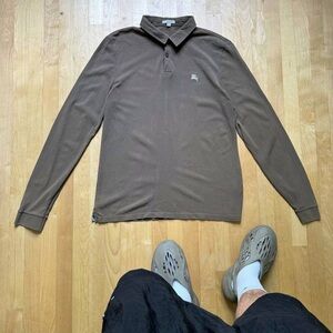 Vintage Burberry Brit Brown Polo Long Sleeve XL